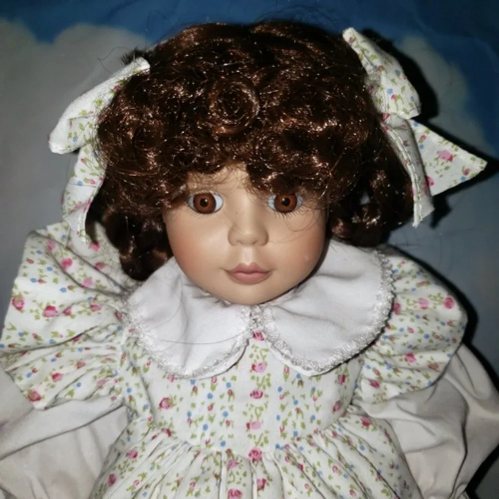 Vintage 1980s Porcelain Doll 16”